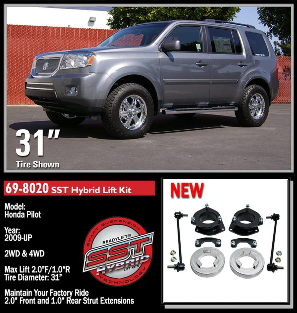 ReadyLift Lift Kit-Suspension ReadyLift 69-8020 SST Lift Kit Fits 09-11 Pilot