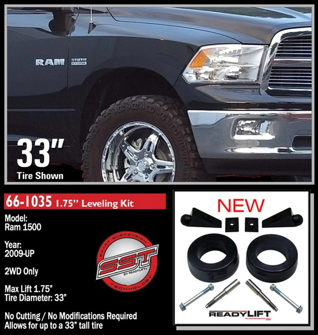 ReadyLift Suspension Front Leveling Kit ReadyLift 66-1035 Front Leveling Kit Fits 09-11 1500 Ram 1500