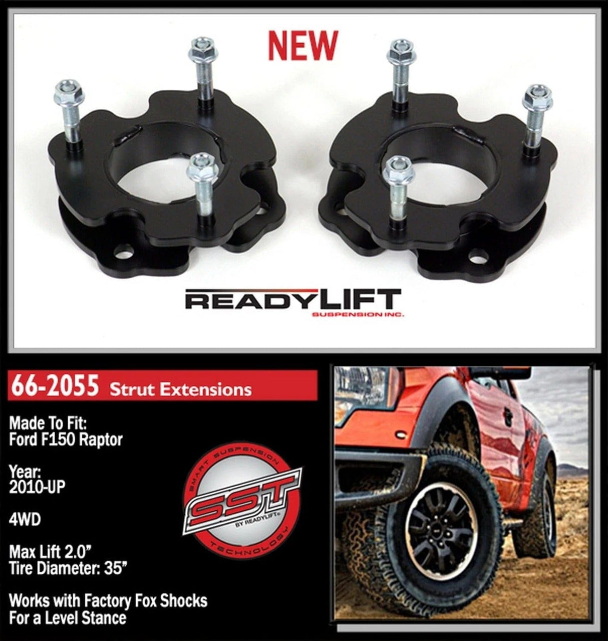 ReadyLift Suspension Front Leveling Kit ReadyLift 66-2055 Front Leveling Kit Fits 10-14 F-150