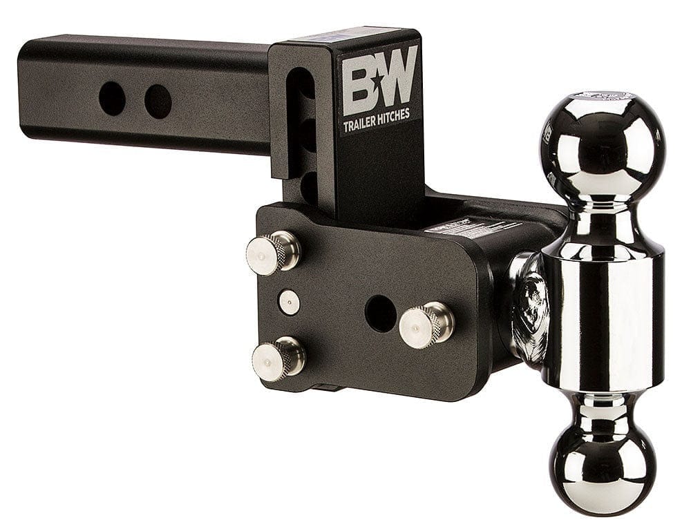 B&W Trailer Hitches Hitch Ball B&W Hitches B&W Tow And Stow Dual Ball 2" Adj Ball Mount 3" Drop/3-1/2" Rise, Black