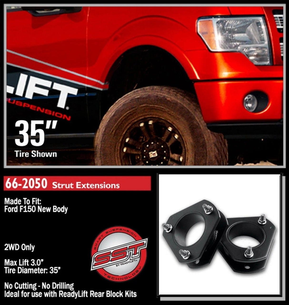 ReadyLift Suspension Front Leveling Kit ReadyLift 66-2050 Front Leveling Kit Fits 04-14 F-150 Mark LT